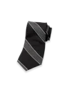 Paul Fredrick Stripe Woven Silk Tie In Black