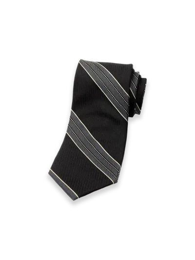 Paul Fredrick Stripe Woven Silk Tie In Black