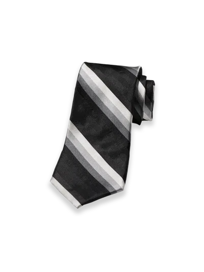 Paul Fredrick Stripe Woven Silk Tie In Black