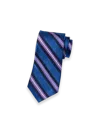Paul Fredrick Stripe Woven Silk Tie In Blue