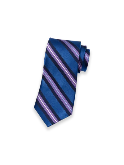 Paul Fredrick Stripe Woven Silk Tie In Blue