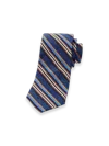 Paul Fredrick Stripe Woven Silk Tie In Blue