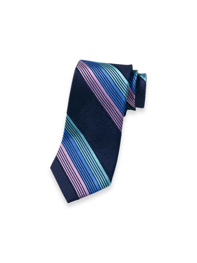 Paul Fredrick Stripe Woven Silk Tie In Blue