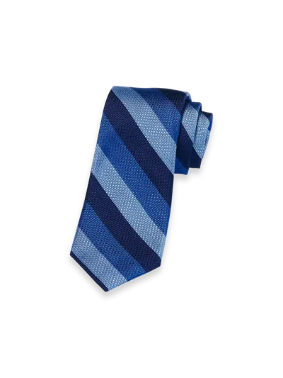 Paul Fredrick Stripe Woven Silk Tie In Blue