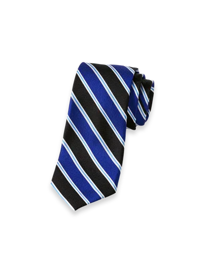 Paul Fredrick Stripe Woven Silk Tie In Blue