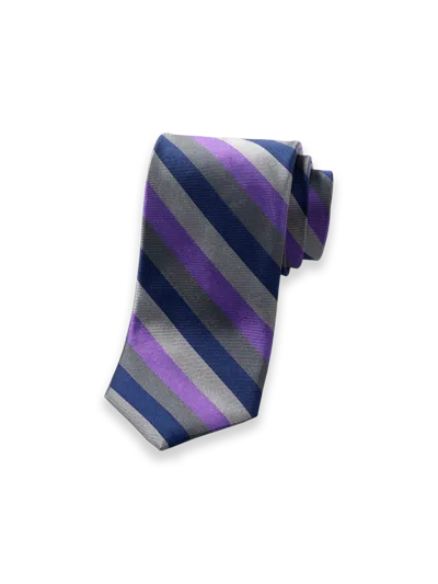 Paul Fredrick Stripe Woven Silk Tie In Blue