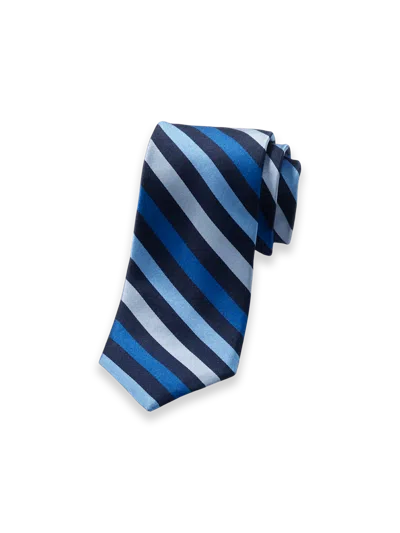 Paul Fredrick Stripe Woven Silk Tie In Blue