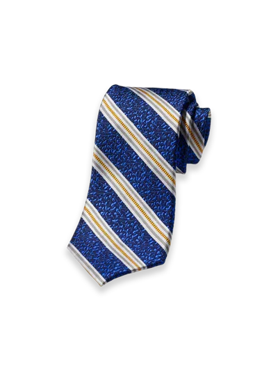 Paul Fredrick Stripe Woven Silk Tie In Blue