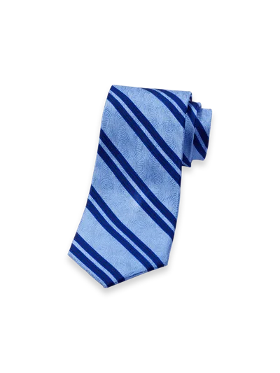 Paul Fredrick Stripe Woven Silk Tie In Blue