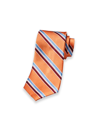 Paul Fredrick Stripe Woven Silk Tie In Orange