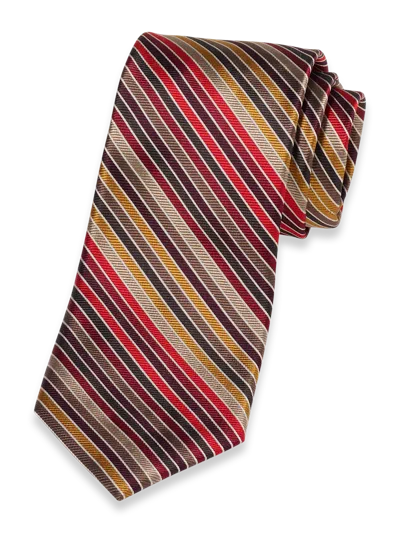 Paul Fredrick Stripe Woven Silk Tie In Multi