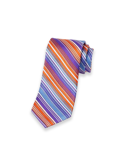 Paul Fredrick Stripe Woven Silk Tie In Multi
