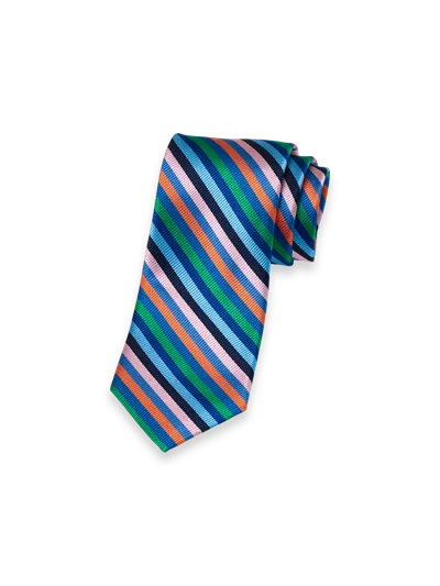 Paul Fredrick Stripe Woven Silk Tie In Multi