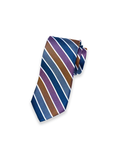 Paul Fredrick Stripe Woven Silk Tie In Multi