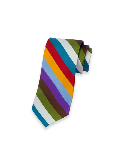 Paul Fredrick Stripe Woven Silk Tie In Multi
