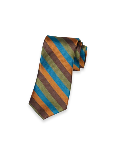 Paul Fredrick Stripe Woven Silk Tie In Multi