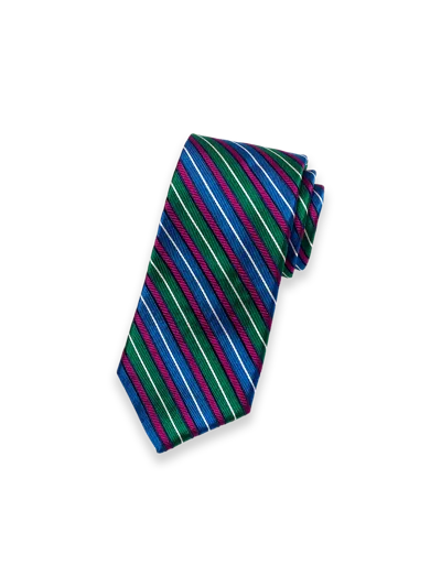 Paul Fredrick Stripe Woven Silk Tie In Multi