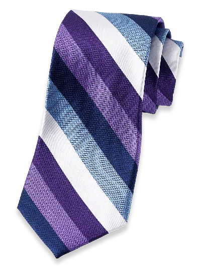 Paul Fredrick Stripe Woven Silk Tie In Multi