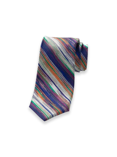 Paul Fredrick Stripe Woven Silk Tie In Multi