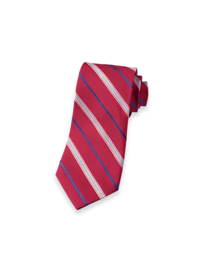 Paul Fredrick Stripe Woven Silk Tie In Pink