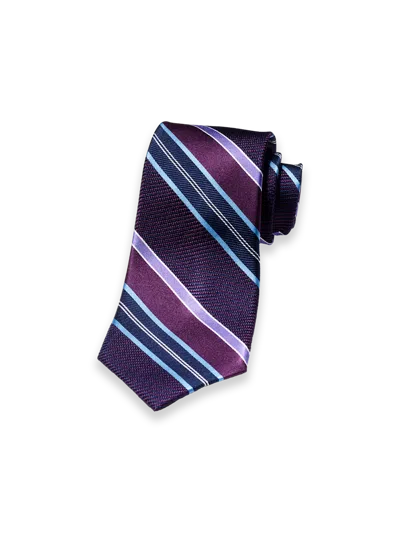 Paul Fredrick Stripe Woven Silk Tie In Purple