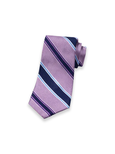 Paul Fredrick Stripe Woven Silk Tie In Purple