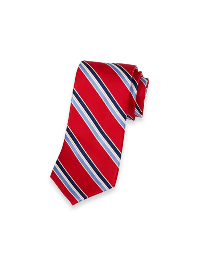 Paul Fredrick Stripe Woven Silk Tie In Red