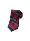 Paul Fredrick Stripe Woven Silk Tie In Red
