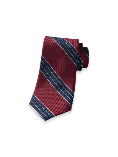 Paul Fredrick Stripe Woven Silk Tie In Red
