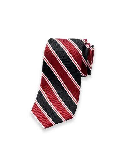 Paul Fredrick Stripe Woven Silk Tie In Red