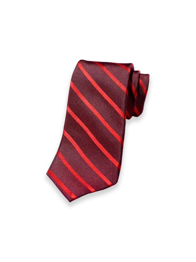 Paul Fredrick Stripe Woven Silk Tie In Red