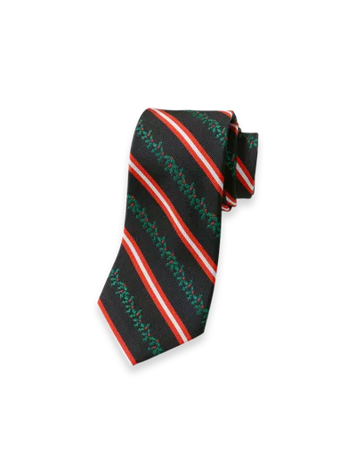 Paul Fredrick Stripe/holly Woven Silk Tie In Multi