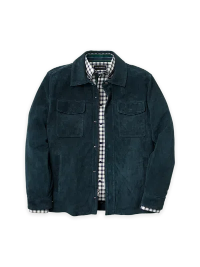 Paul Fredrick Suede Shirt Jacket In Green