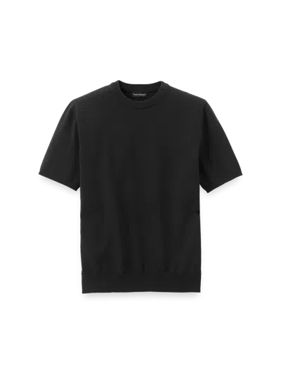 Paul Fredrick Supima Cotton Crew Neck Sweater In Black