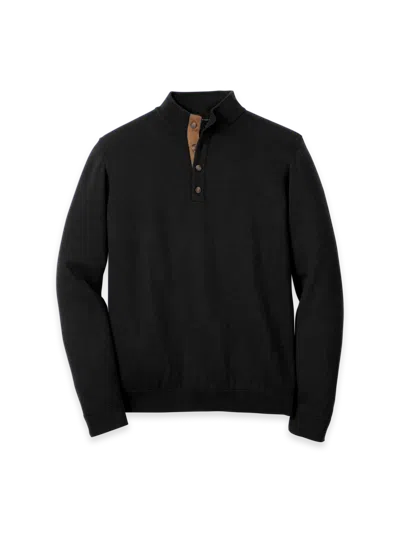 Paul Fredrick Supima Cotton Four Button Mock Neck Sweater In Black