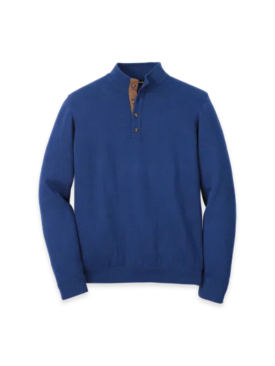 Paul Fredrick Supima Cotton Four Button Mock Neck Sweater In Blue