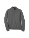 Paul Fredrick Supima Cotton Four Button Mock Neck Sweater In Gray