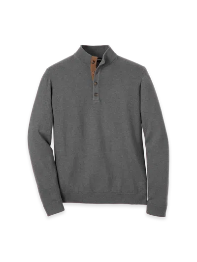 Paul Fredrick Supima Cotton Four Button Mock Neck Sweater In Gray