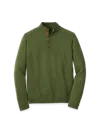 Paul Fredrick Supima Cotton Four Button Mock Neck Sweater In Green