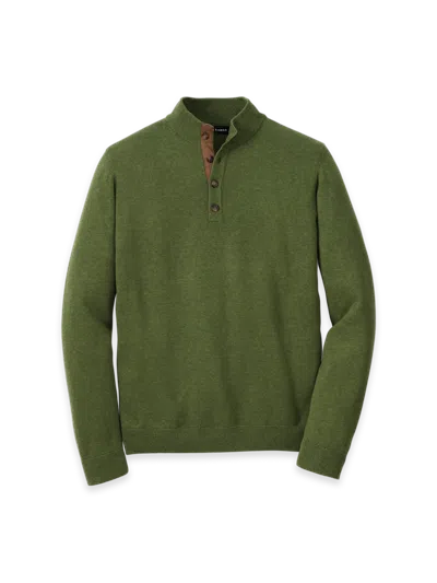 Paul Fredrick Supima Cotton Four Button Mock Neck Sweater In Green