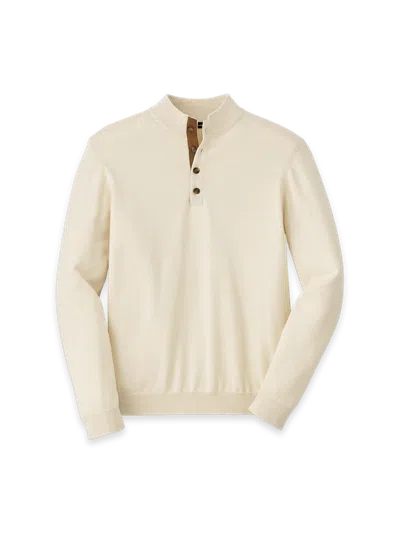 Paul Fredrick Supima Cotton Four Button Mock Neck Sweater In White