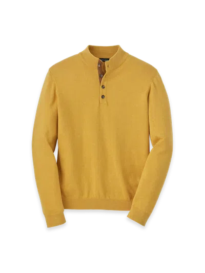 Paul Fredrick Supima Cotton Four Button Mock Neck Sweater In Yellow