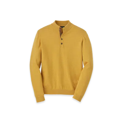 Paul Fredrick Silk Cotton Cashmere Quarter Zip Mock Neck Sweater In Yellow