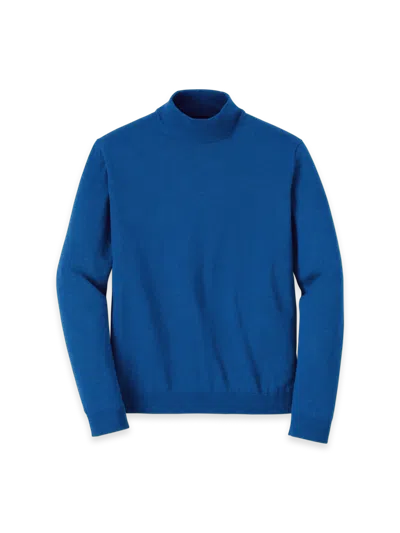 Paul Fredrick Supima Cotton Mock Neck Sweater In Blue
