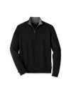 Paul Fredrick Supima Cotton Quarter Zip Mock Neck Sweater In Black