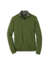 Paul Fredrick Supima Cotton Quarter Zip Mock Neck Sweater In Green
