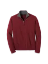 Paul Fredrick Supima Cotton Quarter Zip Mock Neck Sweater In Red
