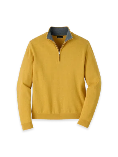 Paul Fredrick Supima Cotton Quarter Zip Mock Neck Sweater In Yellow
