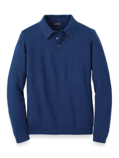 Paul Fredrick Supima Cotton Three Button Polo In Blue