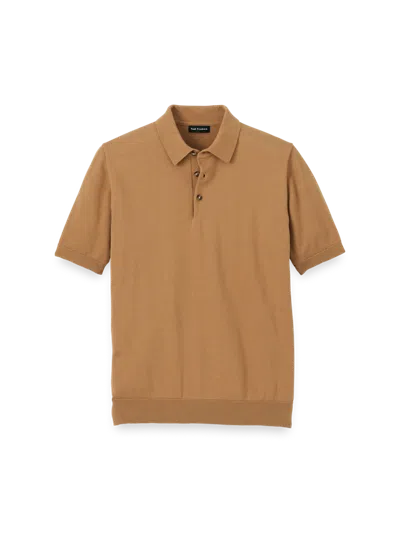 Paul Fredrick Supima Cotton Three Button Polo In Brown